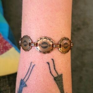 Elegant Stamped Copper Native American Bracelet